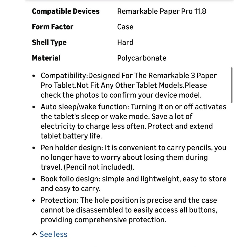 Folio Case for Remarkable Paper Pro 11.8 2024 Tablet Auto Sleep Wake blue - Picture 8 of 9